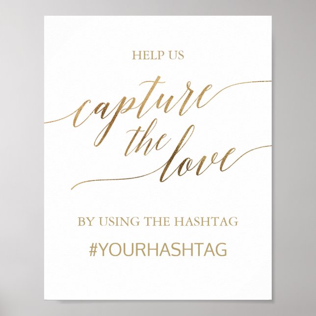 Póster Letrero Elegante de Caligrafía en Oro Captura el A (Frente)