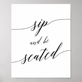 Póster Letrero Elegante de Caligrafía Negra para Sentarse