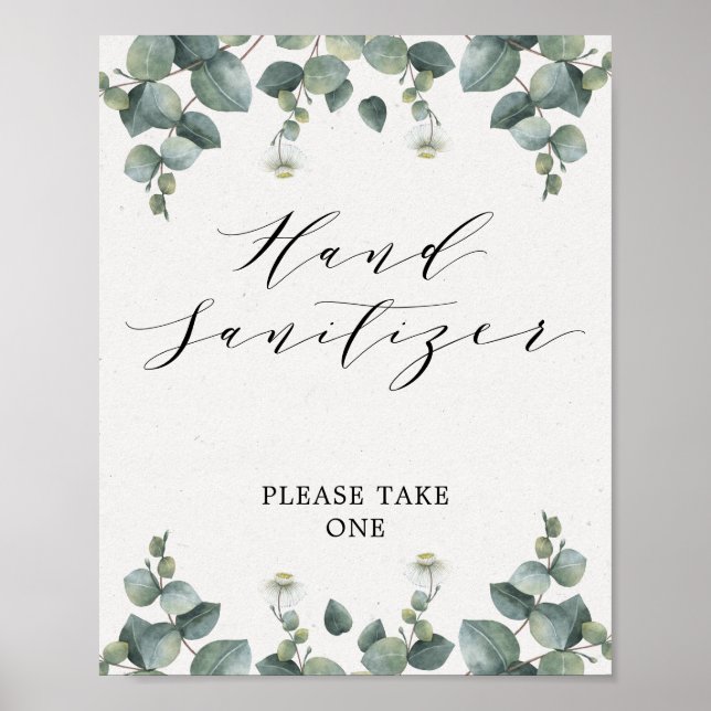 Póster Letrero elegante de desinfectante de manos de euca (Frente)