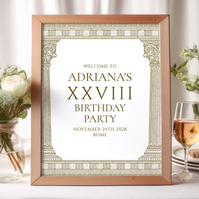 Póster Letrero elegante de fiesta de cumpleaños con eleme (Subido por el creador)
