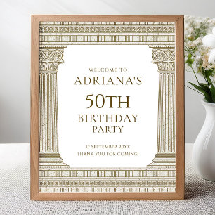 Póster Letrero elegante de fiesta de cumpleaños con eleme