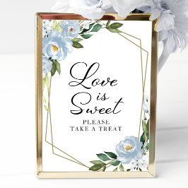 Póster Letrero Floral Azul Polvoriento Geométrico El Amor
