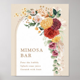 Póster Letrero floral boho tropical de barra de Mimosa