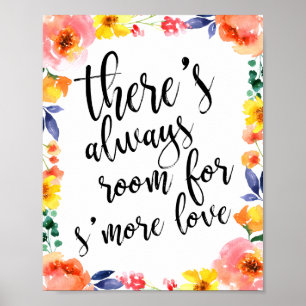 Póster Letrero floral de 8x10 para bodas con tema de s'mo
