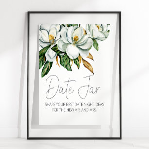 Póster Letrero Floral de Magnolia Blanca para Noche de Ci