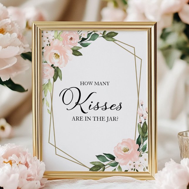 Póster Letrero Floral Geométrico Besos de Rosa Pálido (Subido por el creador)