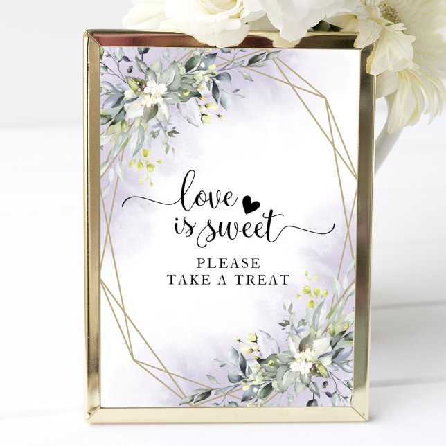 Póster Letrero Geométrico de Verde Eucalipto Love Is Swee (Subido por el creador)