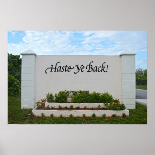 Póster Letrero Haste Ye Back, Bahamas