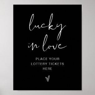 Póster Letrero JOVI Edgy Black Modern Afortunado en Amor