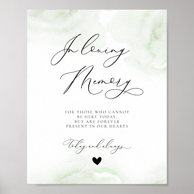 Póster Letrero Memorial de Boda en Memoria con Eucalipto (Frente)