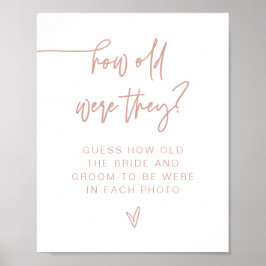 Póster Letrero moderno de rosa sonrosado MARLO Cuántos añ