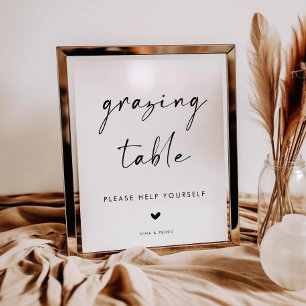 Póster Letrero moderno para mesa de grazing para boda