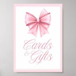 Póster Letrero para Baby Shower Coquette con Lazo Rosa