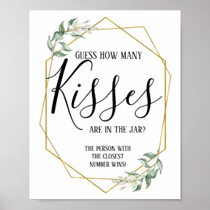 Póster Letrero para baby shower de besos dorados con vege