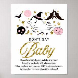 Póster Letrero para Baby Shower de Halloween de Cute que 