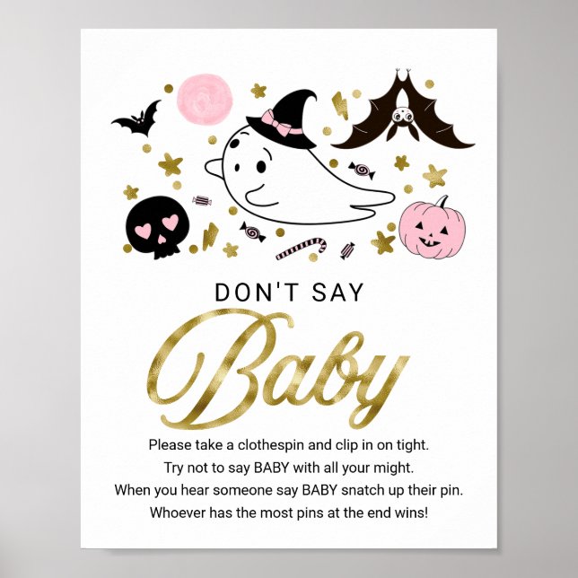 Póster Letrero para Baby Shower de Halloween de Cute que  (Frente)