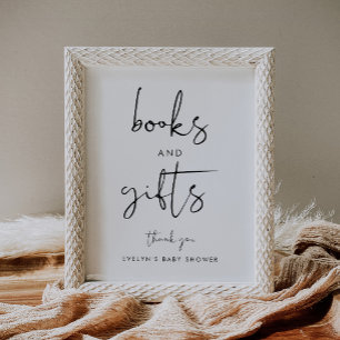 Póster Letrero para Baby Shower de Libros y Regalos de ST