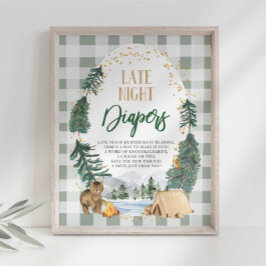Póster Letrero para Baby Shower de Pañales Nocturnos