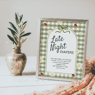 Póster Letrero para Baby Shower de Pañales Nocturnos para