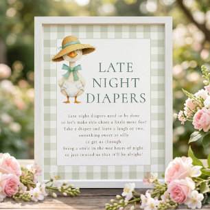 Póster Letrero para Baby Shower de Pañales Nocturnos Sill