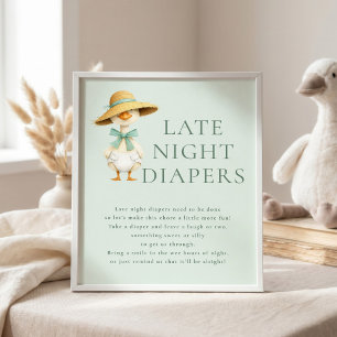 Póster Letrero para Baby Shower de Pañales Nocturnos Sill