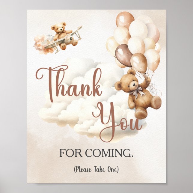 Póster Letrero para Baby Shower GRACIAS POR VENIR Globo d (Frente)