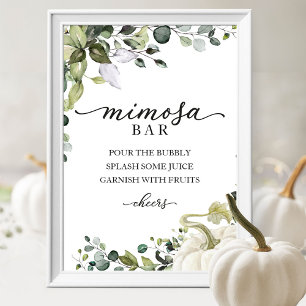Póster Letrero para Bar de Mimosa con Vegetación para Bab