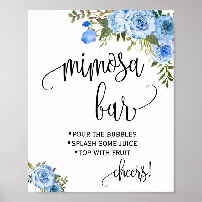 Póster Letrero para Bar de Mimosa para Boda y Despedida d (Frente)