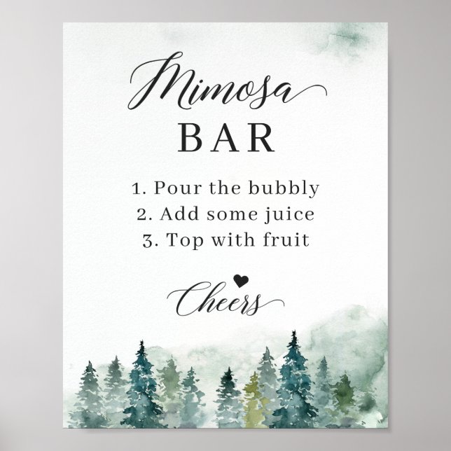 Póster Letrero para Bar de Mimosa para Despedida de Solte (Frente)