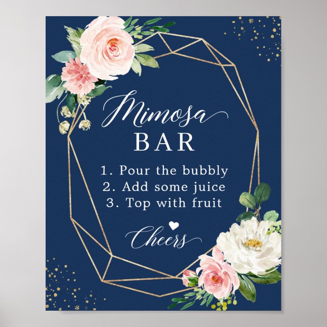 Póster Letrero para Bar de Mimosa para Despedida de Solte (Frente)