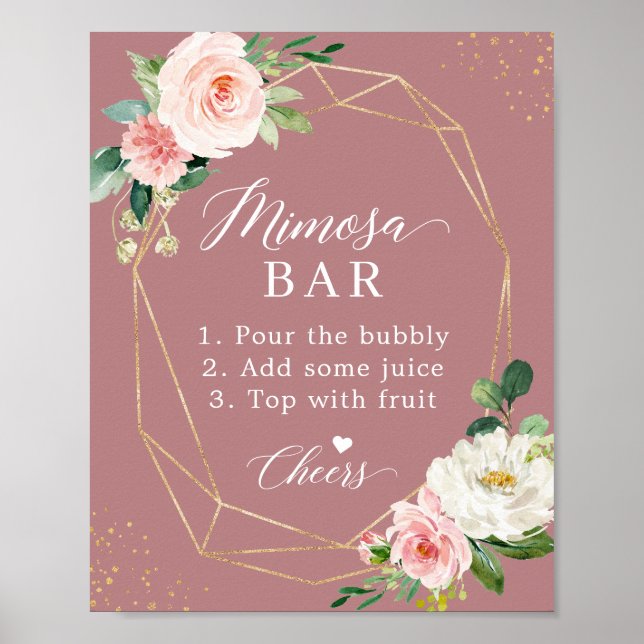 Póster Letrero para Bar de Mimosa para Despedida de Solte (Frente)