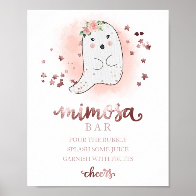 Póster Letrero para Bar de Mimosa para Fiesta de Bebé con (Frente)