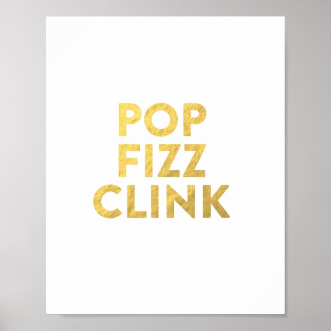Póster Letrero para barra de fiesta de Año Nuevo POP FIZZ (Frente)
