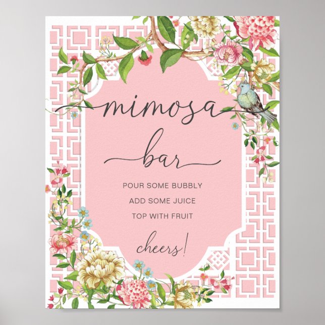 Póster Letrero para barra de mimosa para baby shower de C (Frente)