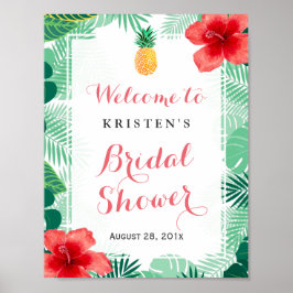 Póster Letrero para Bridal Shower de Hibisco de Piña Trop