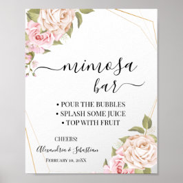 Póster Letrero para Bridal Shower en el Bar de Mimosa de 