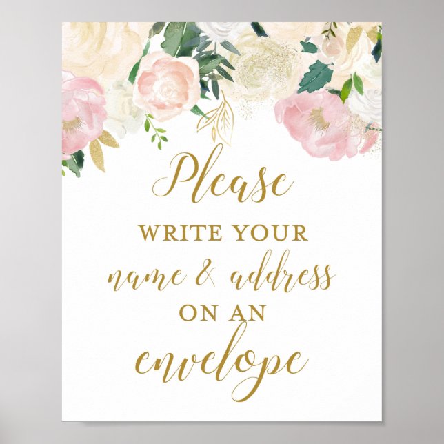 Póster Letrero para Brindis Nupcial Rosa y Dorado (Frente)