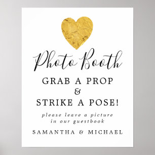 Póster Letrero para cabina de fotos de boda con corazón d