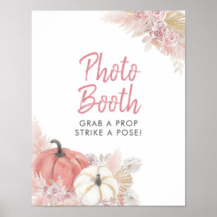 Póster Letrero para cabina fotográfica de calabaza rosa e