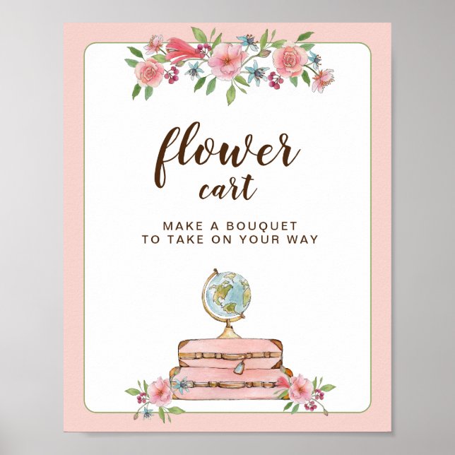 Póster Letrero para carrito de flores para ducha de novia (Frente)