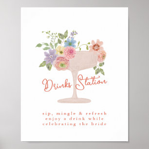 Póster Letrero para Estación de Bebidas para Despedida de