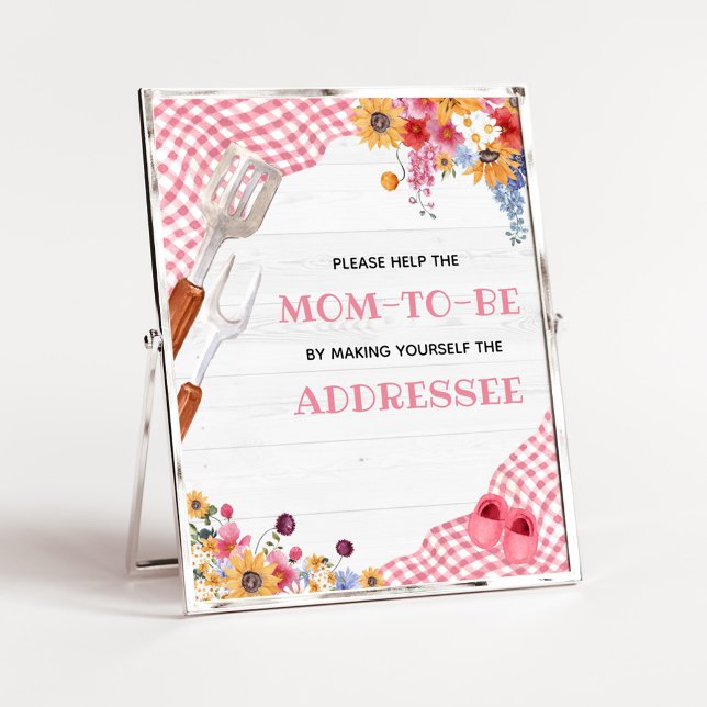 Póster Letrero para Estación de Sobres de Fiesta de Bebé  (Girl Baby-Q Baby Shower Envelope Station Sign)
