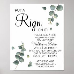 Póster Letrero para juego de baby shower de Eucalyptus Po