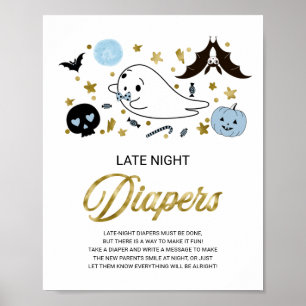 Póster Letrero para Juego de Baby Shower: Pañales Nocturn