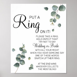Póster Letrero para juego de lluvia de regalos de boda Eu