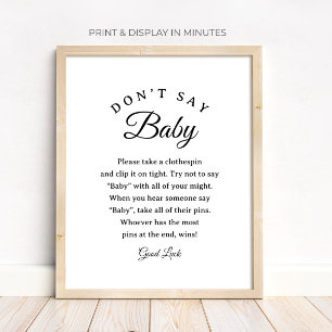 Póster Letrero para Juego de Prendedores de Ropa de Baby