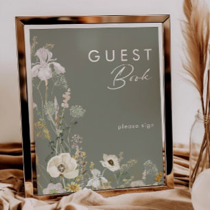 Póster Letrero para Libro de Invitados Sabio de Pradera d