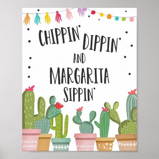 Póster Letrero para mesa de fiesta Chippin Dippin Margari (Frente)