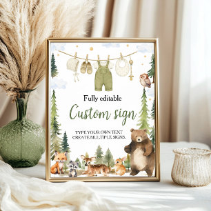 Póster Letrero para mesa de fiesta de baby shower de anim