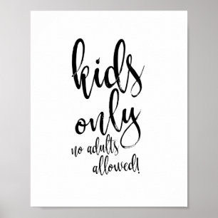 Póster Letrero para mesa de niños negro y blanco 8x10 par